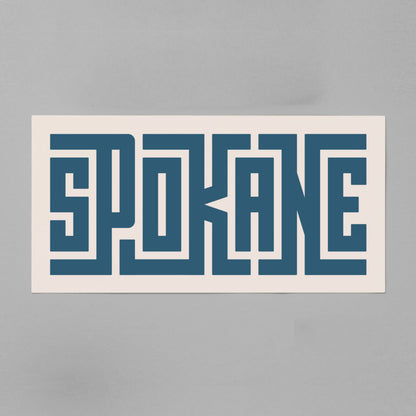 Unframed navy Spokane Poster on Gray Background