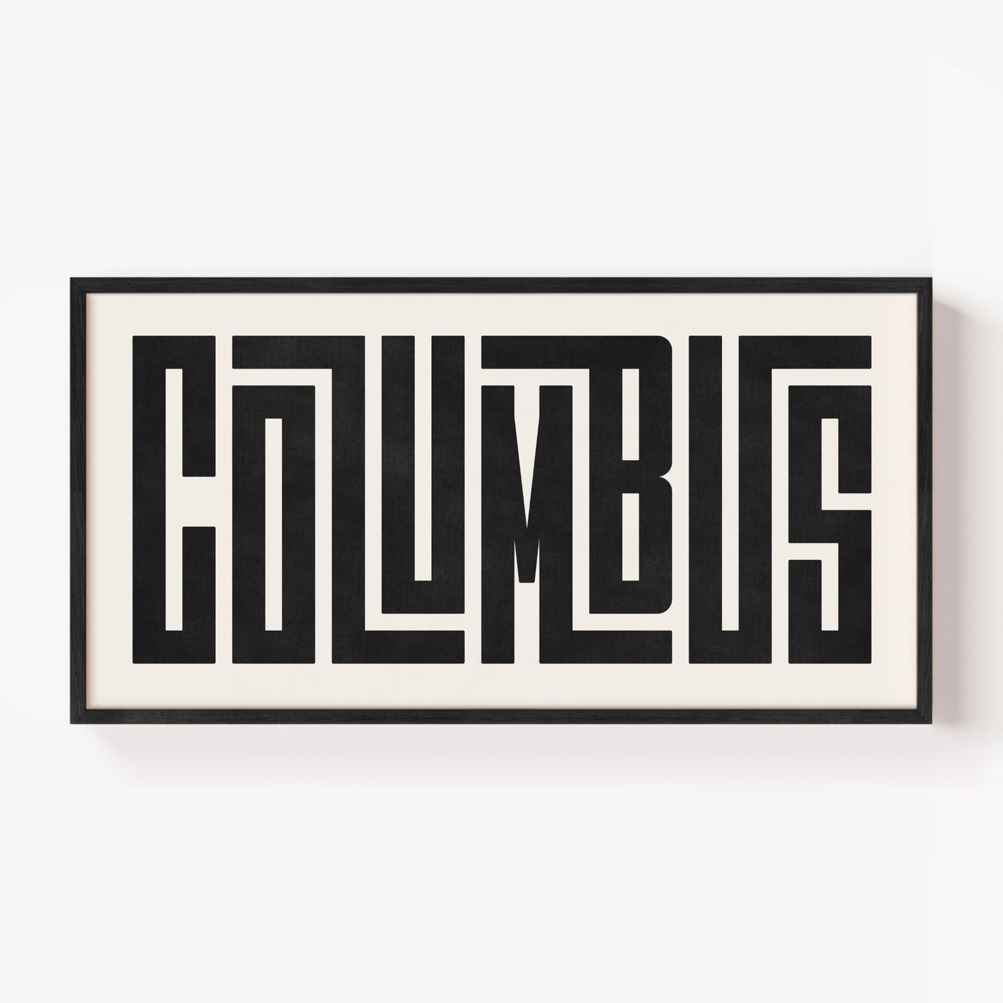 Modern Framed Columbus Art - Black Typography Design on White Background