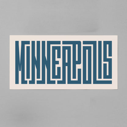 Unframed navy Minneapolis Poster on Gray Background
