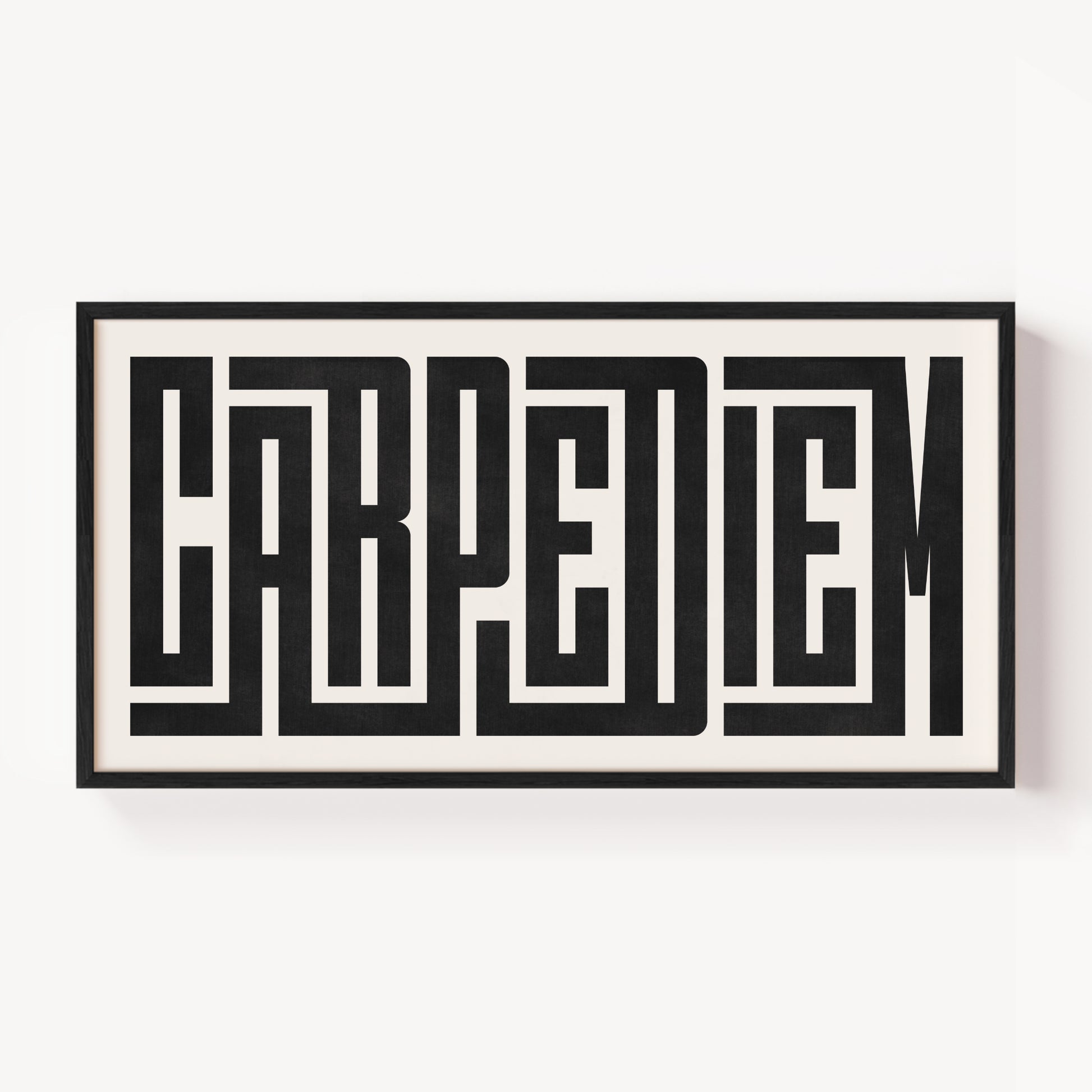 Modern Framed Carpe Diem Art - Black Typography Design on White Background
