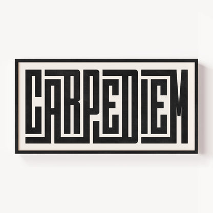Modern Framed Carpe Diem Art - Black Typography Design on White Background