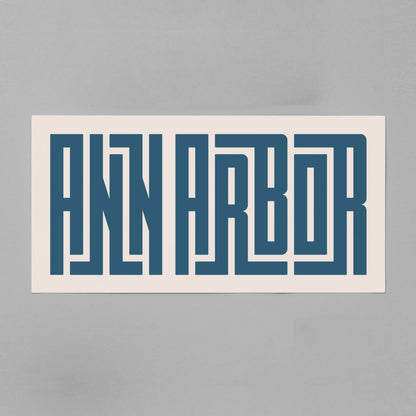 Unframed navy Ann Arbor Poster on Gray Background