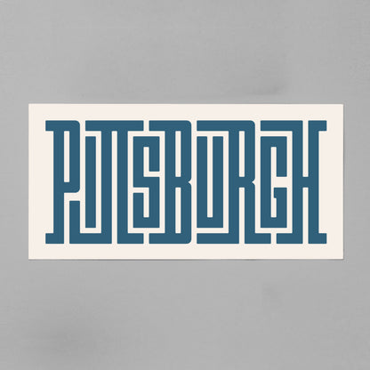Unframed navy Pittsburgh Poster on Gray Background
