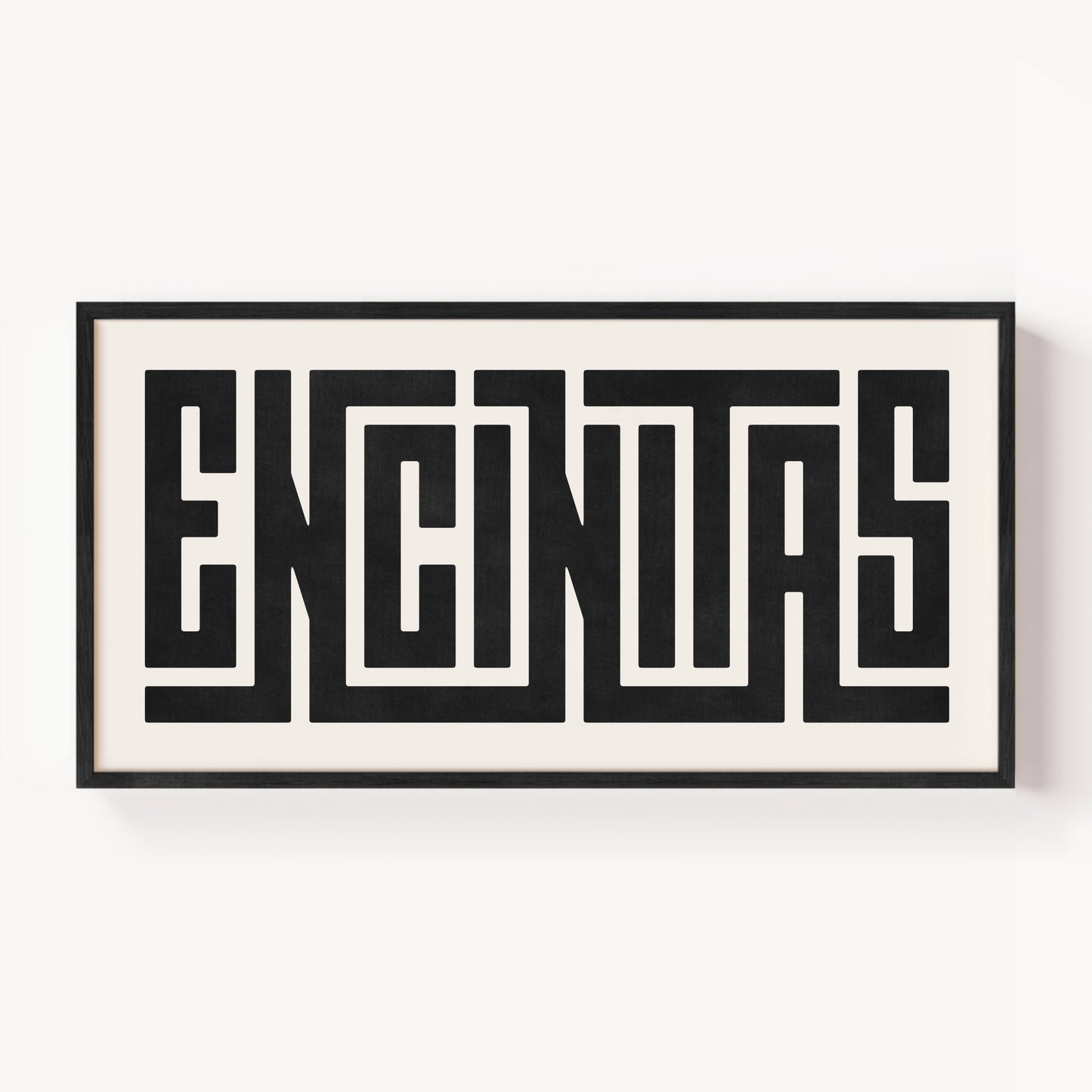 Modern Framed Encinitas Art - Black Typography Design on White Background