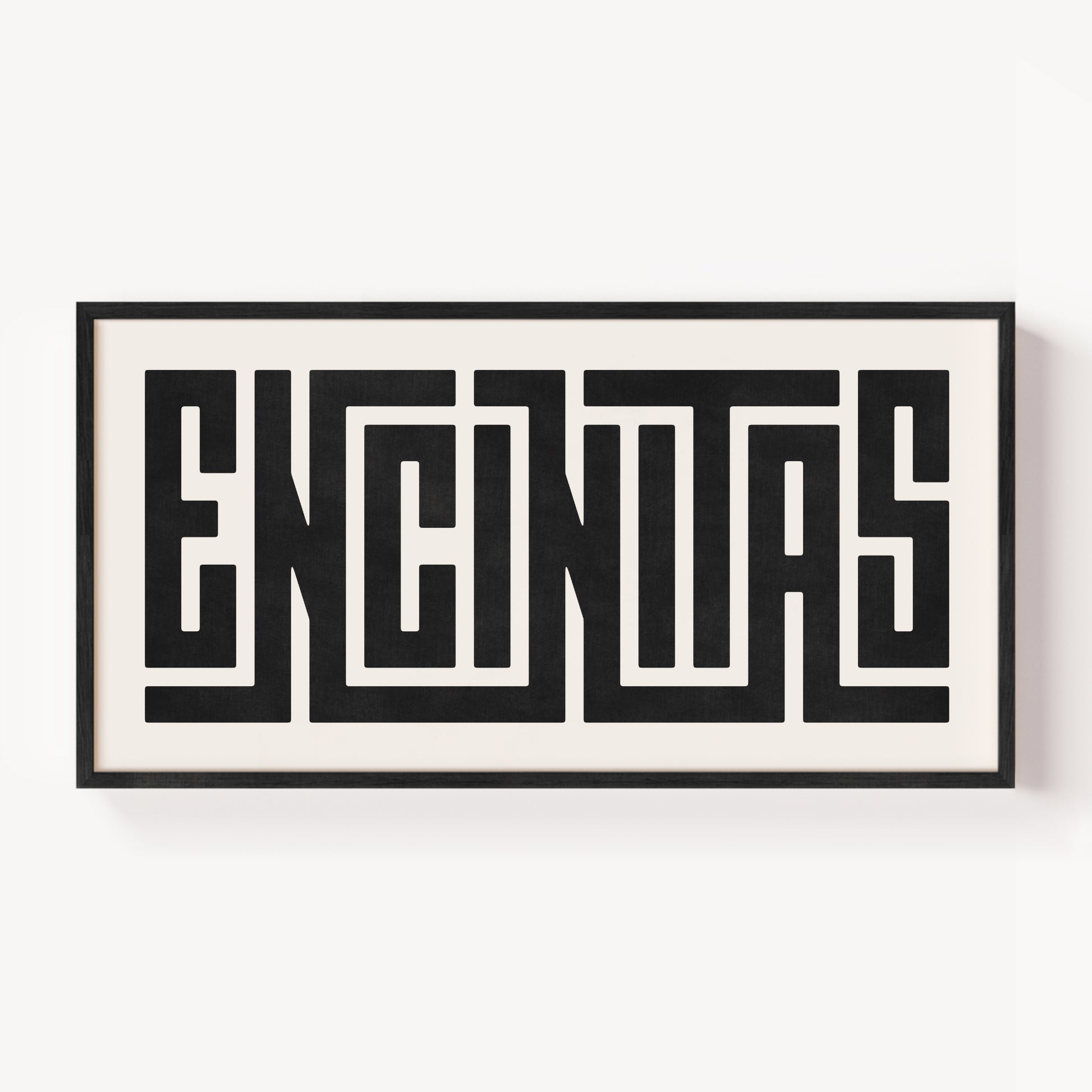 Modern Framed Encinitas Art - Black Typography Design on White Background