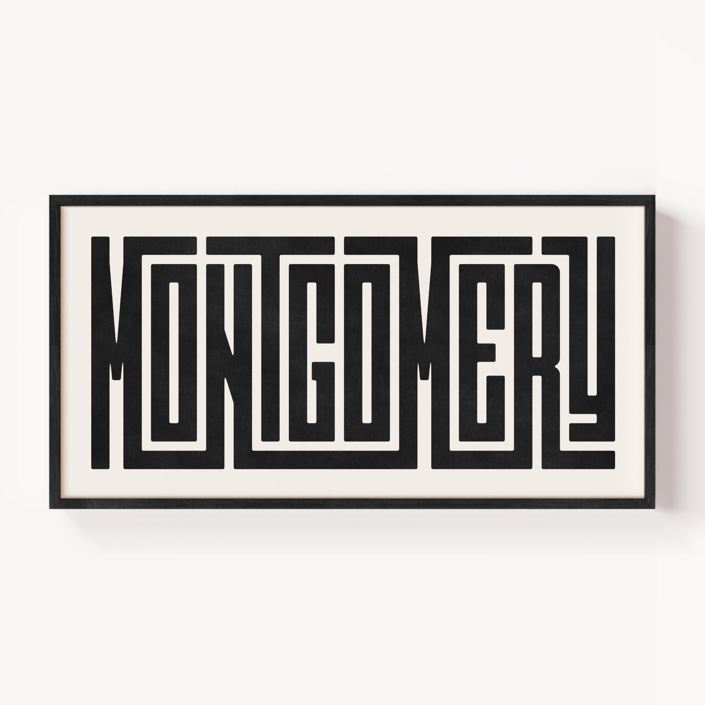 Modern Framed Montgomery Art - Black Typography Design on White Background