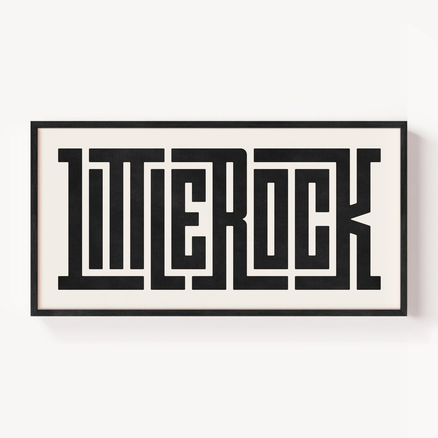 Modern Framed Little Rock Art - Black Typography Design on White Background