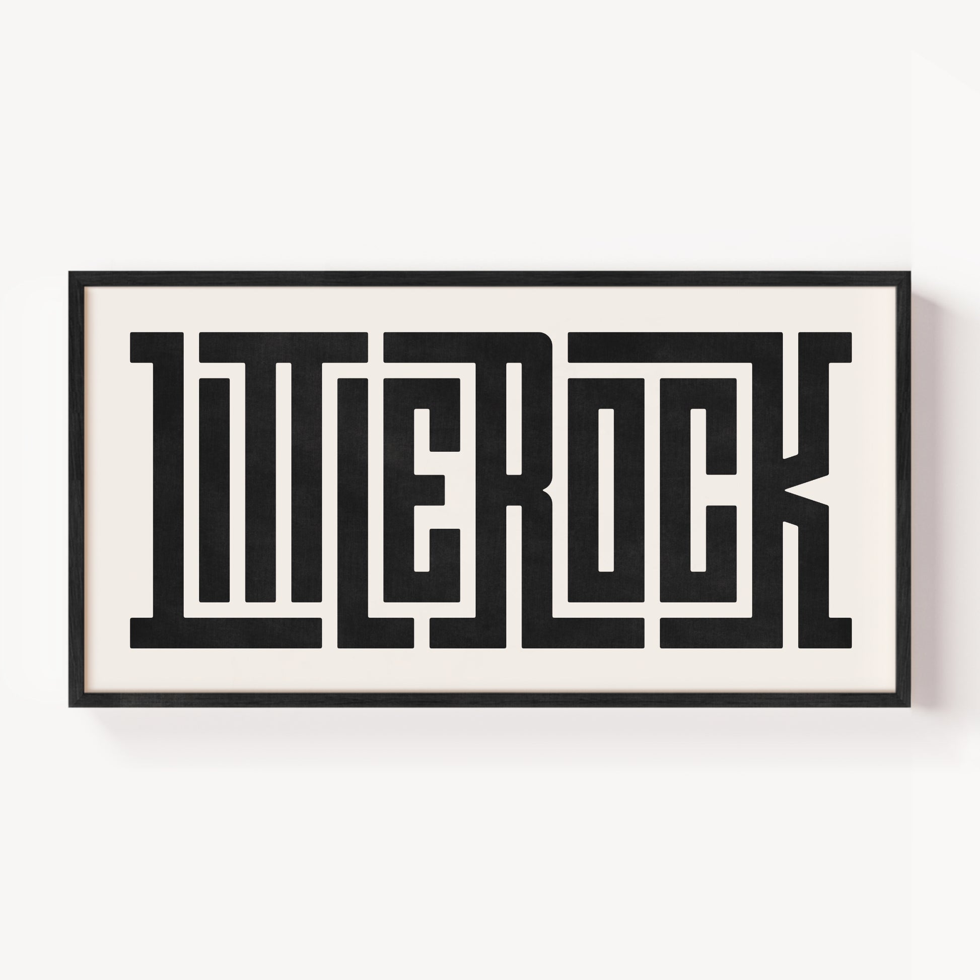 Modern Framed Little Rock Art - Black Typography Design on White Background