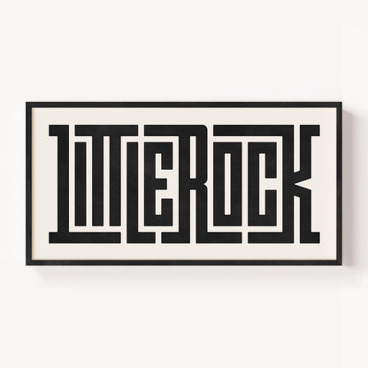 Modern Framed Little Rock Art - Black Typography Design on White Background