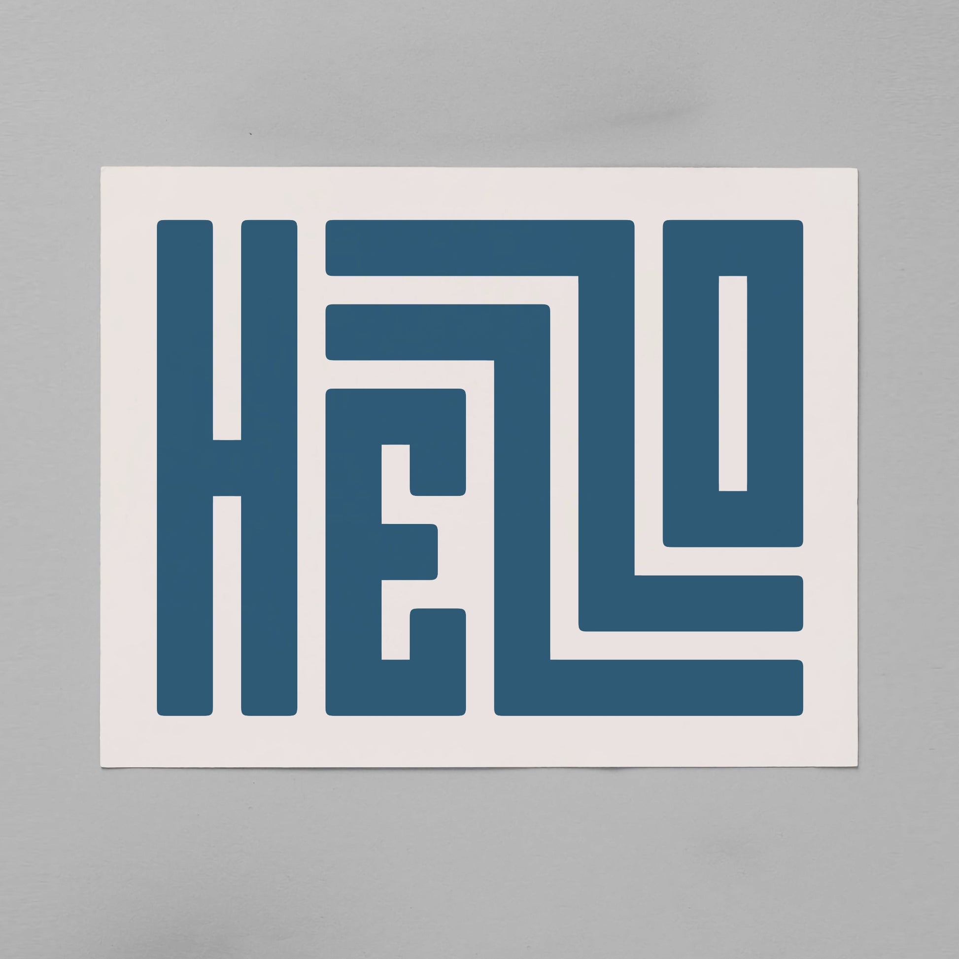 Unframed Hello Poster on Gray Background