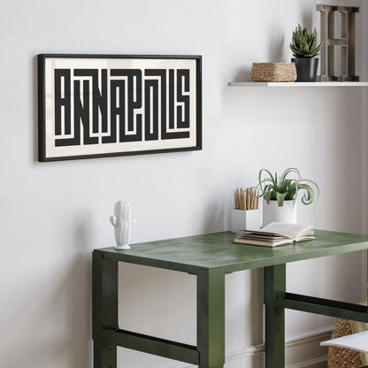 Framed Black Annapolis Art Print in Dorm Room