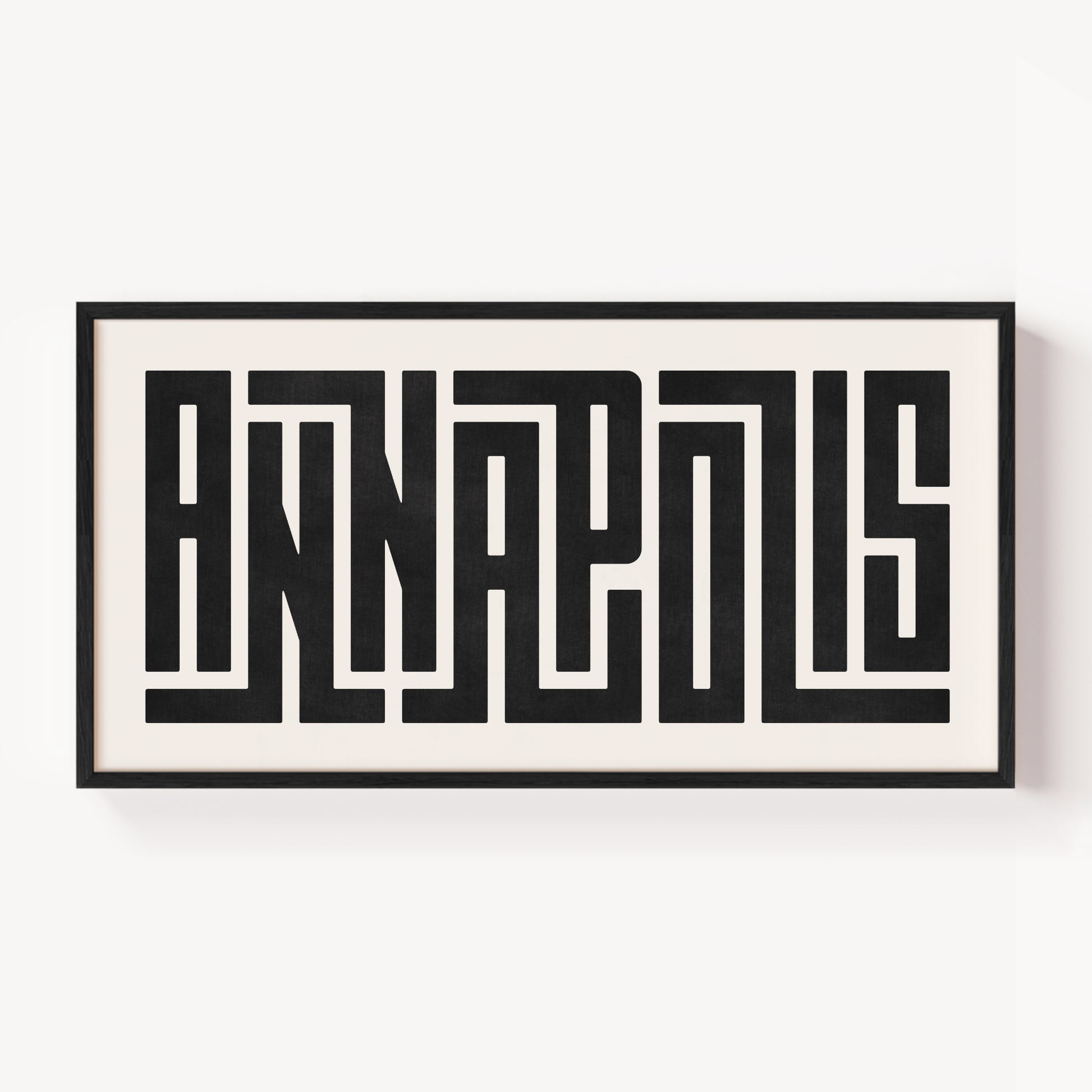 Modern Framed Annapolis Art - Black Typography Design on White Background