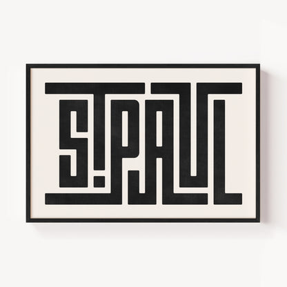 Modern Framed Saint Paul Art - Black Typography Design on White Background