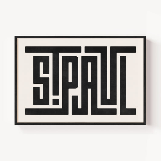 Modern Framed Saint Paul Art - Black Typography Design on White Background