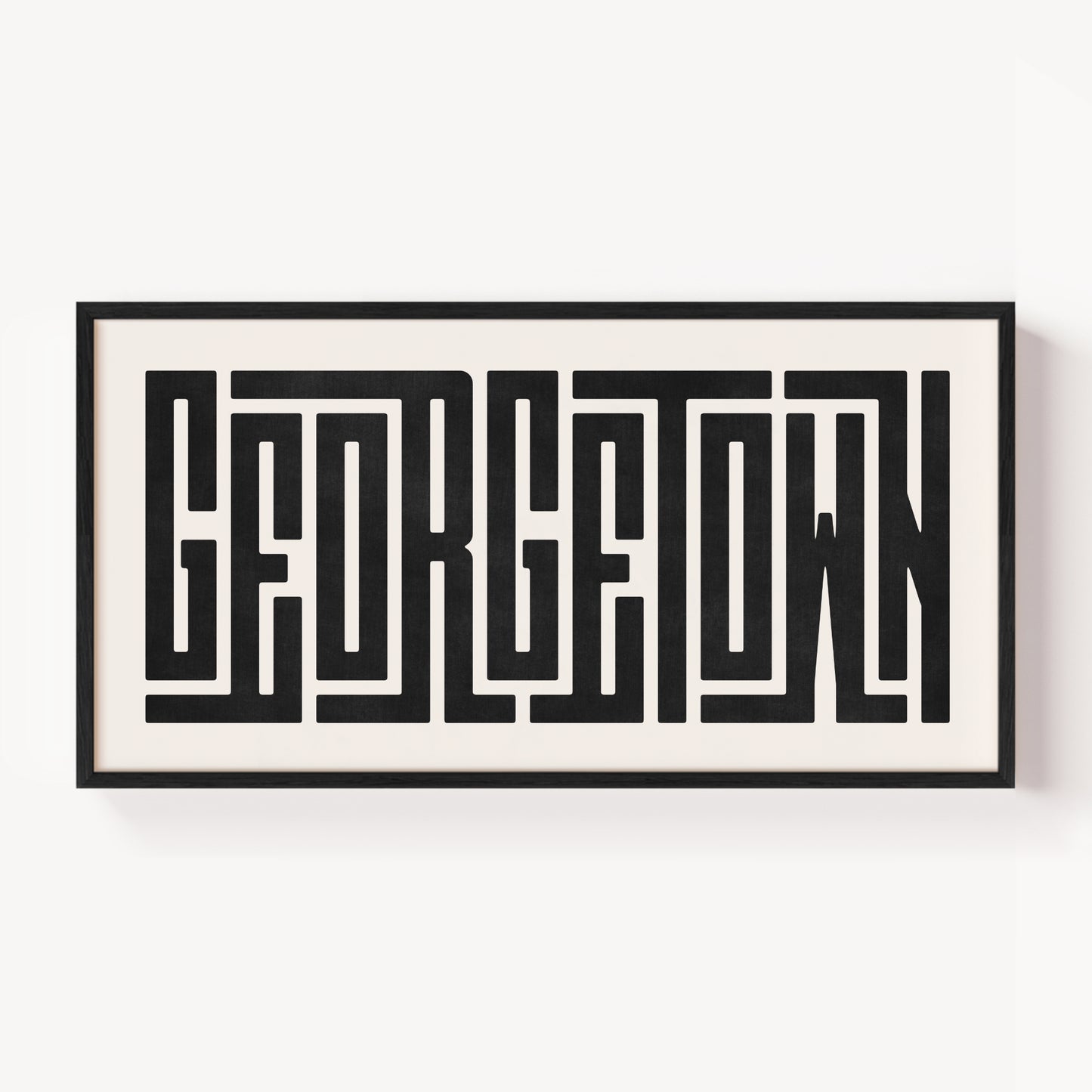 Modern Framed Georgetown Art - Black Typography Design on White Background