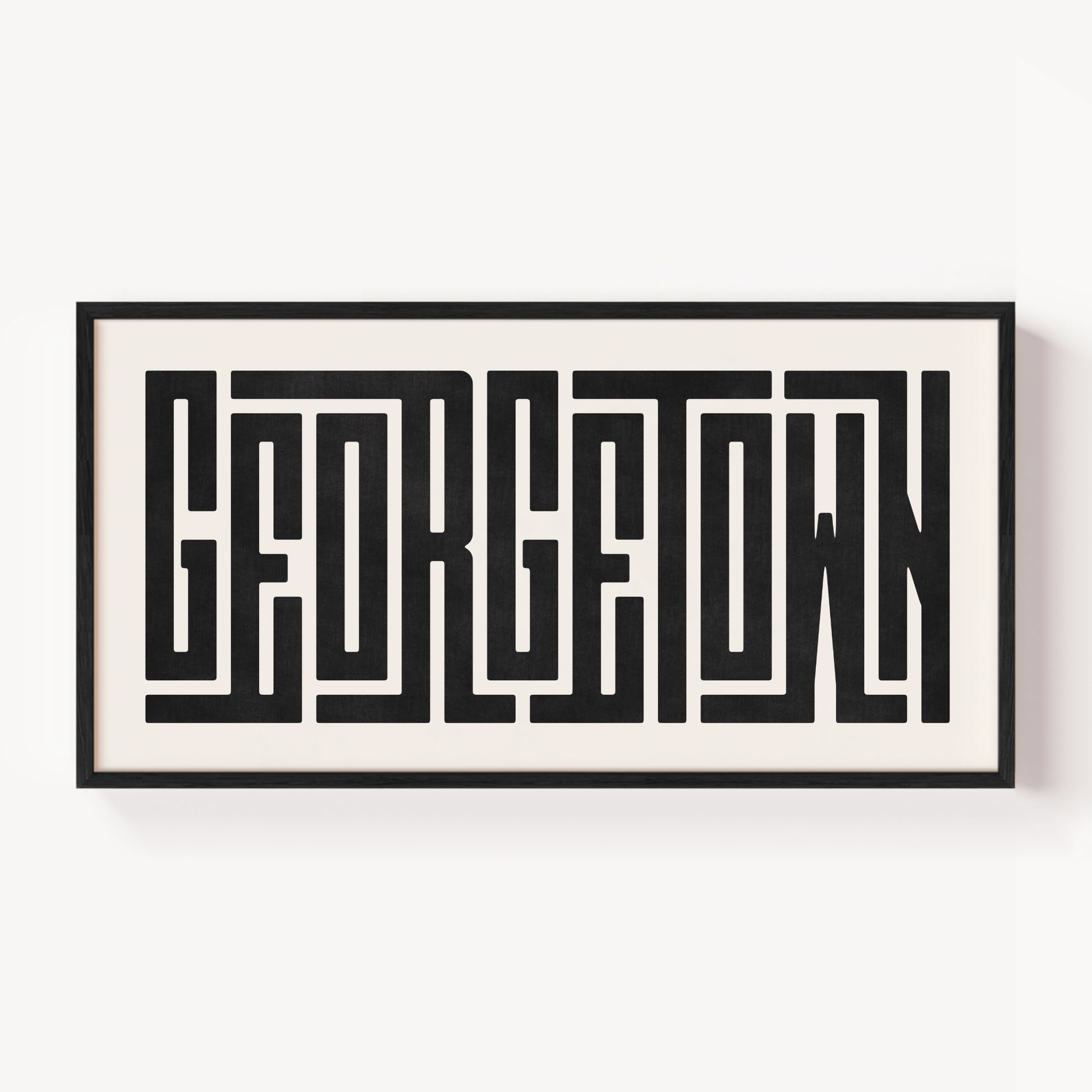 Modern Framed Georgetown Art - Black Typography Design on White Background