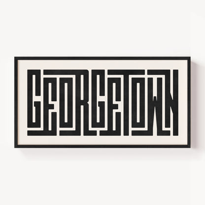 Modern Framed Georgetown Art - Black Typography Design on White Background