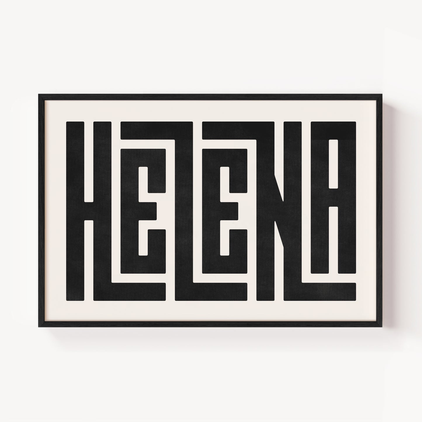 Modern Framed Helena Art - Black Typography Design on White Background