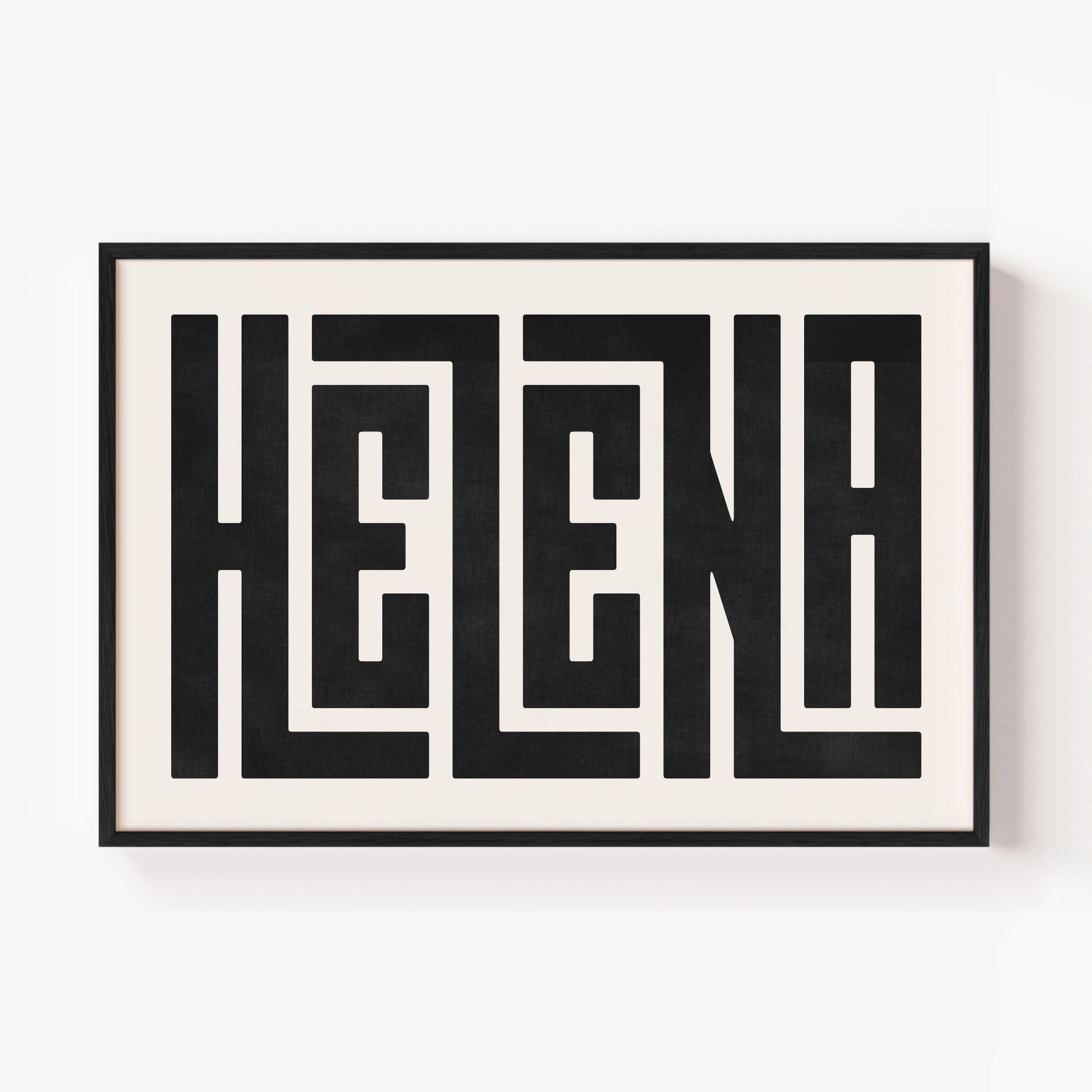 Modern Framed Helena Art - Black Typography Design on White Background