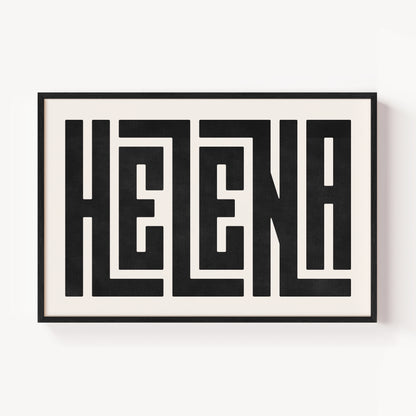 Modern Framed Helena Art - Black Typography Design on White Background