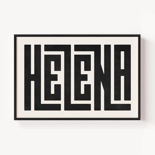 Modern Framed Helena Art - Black Typography Design on White Background