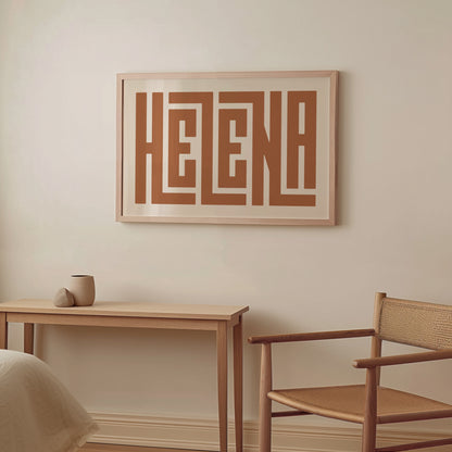 Wood framed minimalist Helena Wall Decor in Boho style room wtih neutral colors