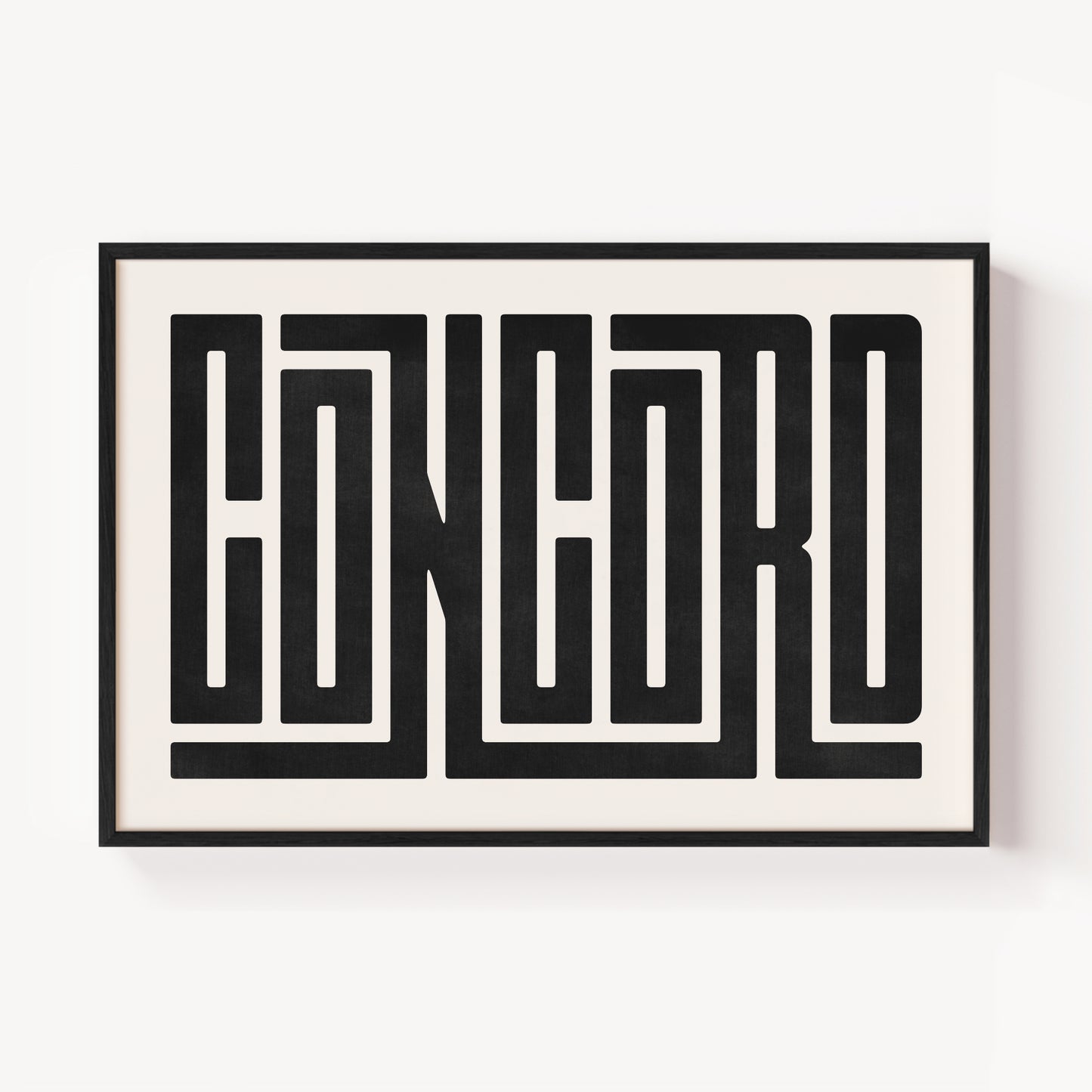 Modern Framed Concord Art - Black Typography Design on White Background