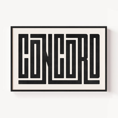Modern Framed Concord Art - Black Typography Design on White Background