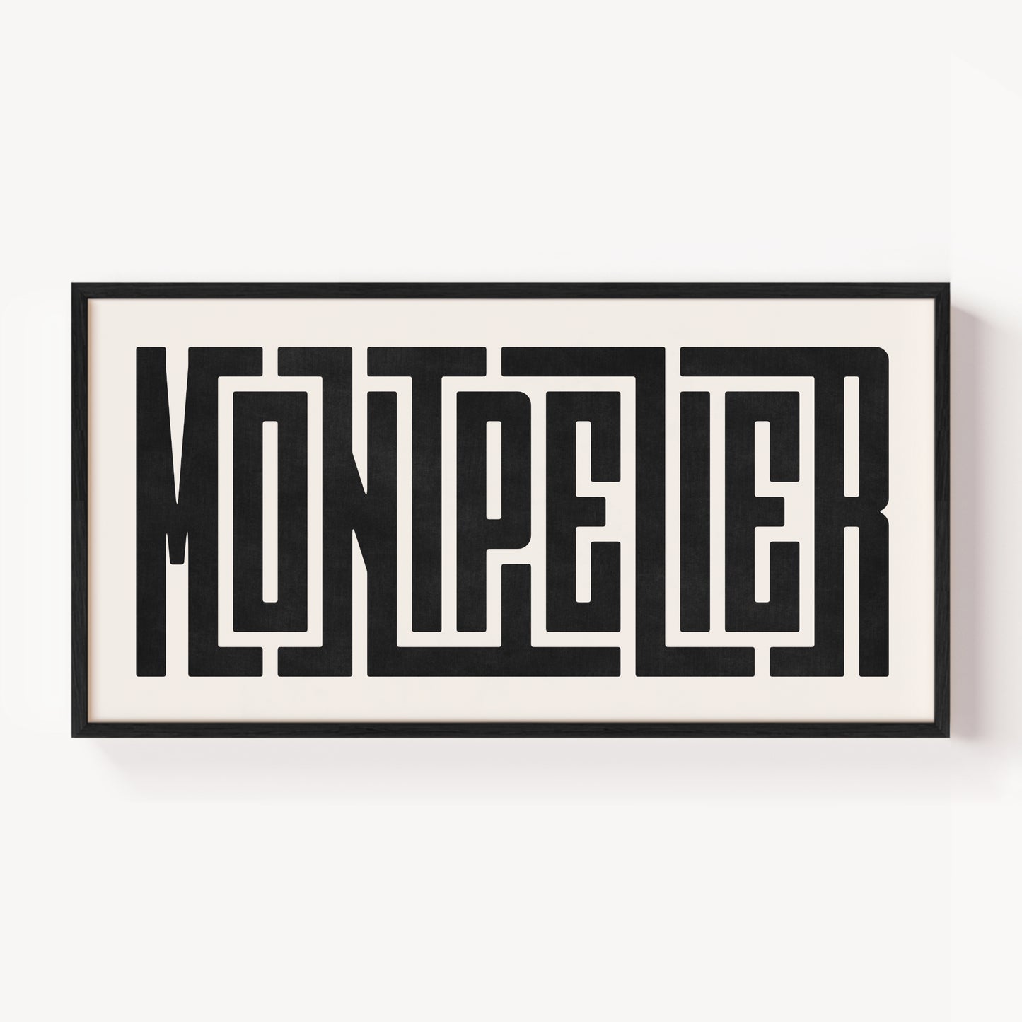 Modern Framed Montpelier Art - Black Typography Design on White Background