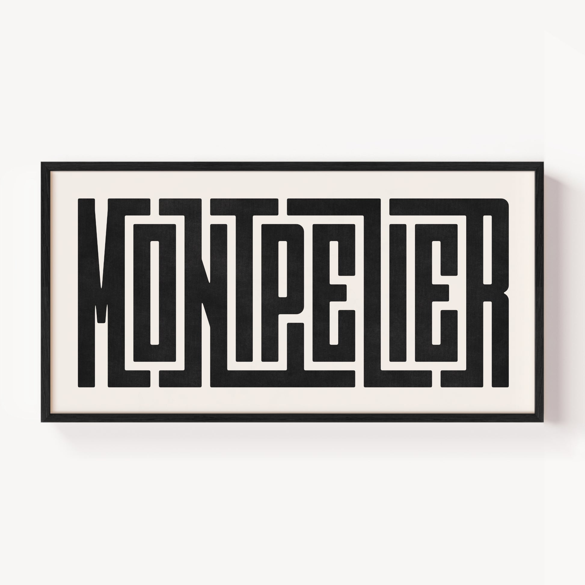 Modern Framed Montpelier Art - Black Typography Design on White Background