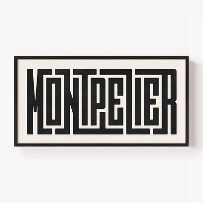 Modern Framed Montpelier Art - Black Typography Design on White Background