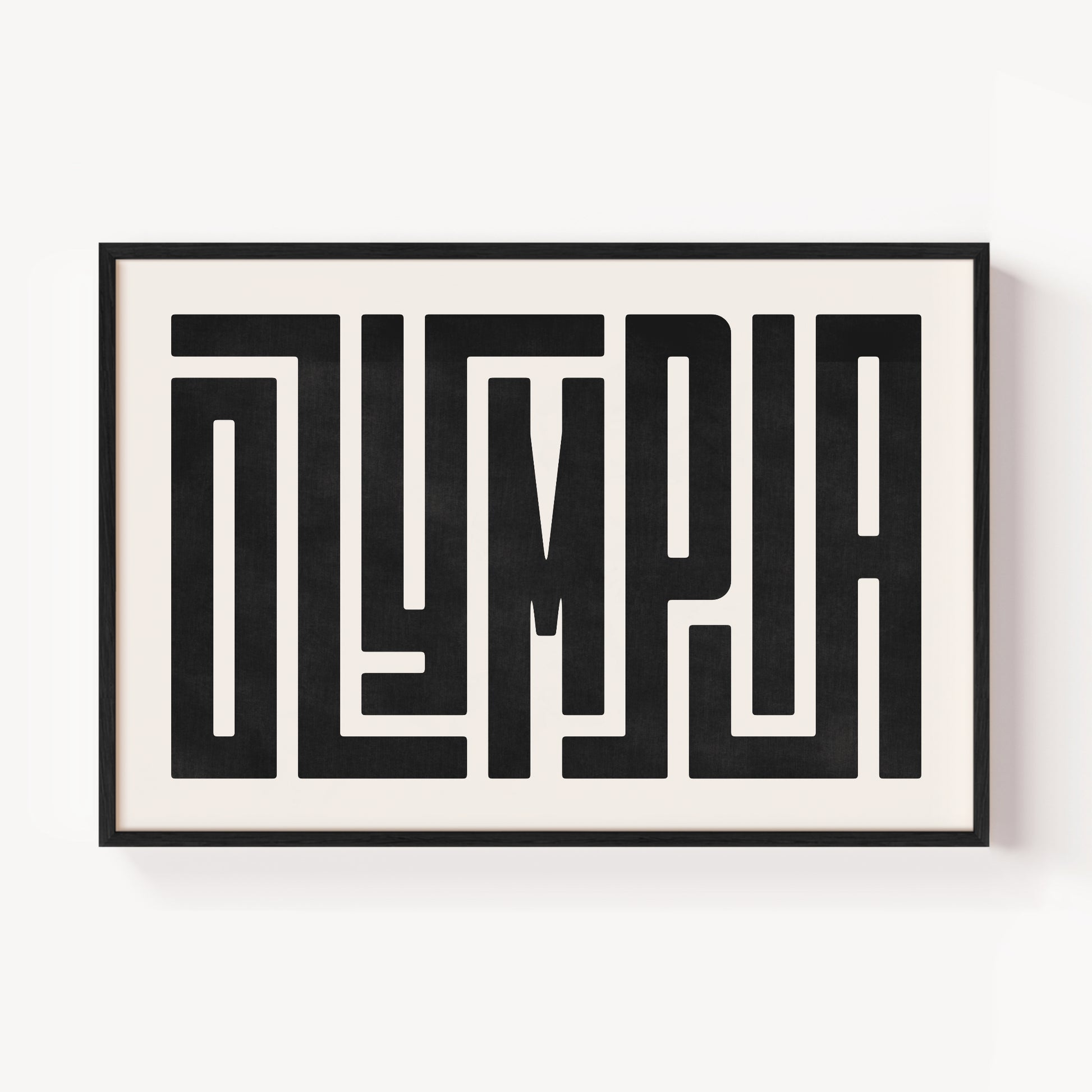 Modern Framed Olympia Art - Black Typography Design on White Background