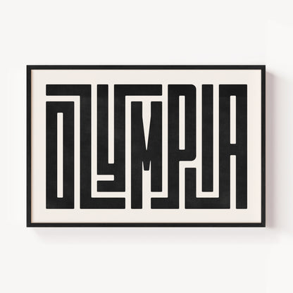 Modern Framed Olympia Art - Black Typography Design on White Background