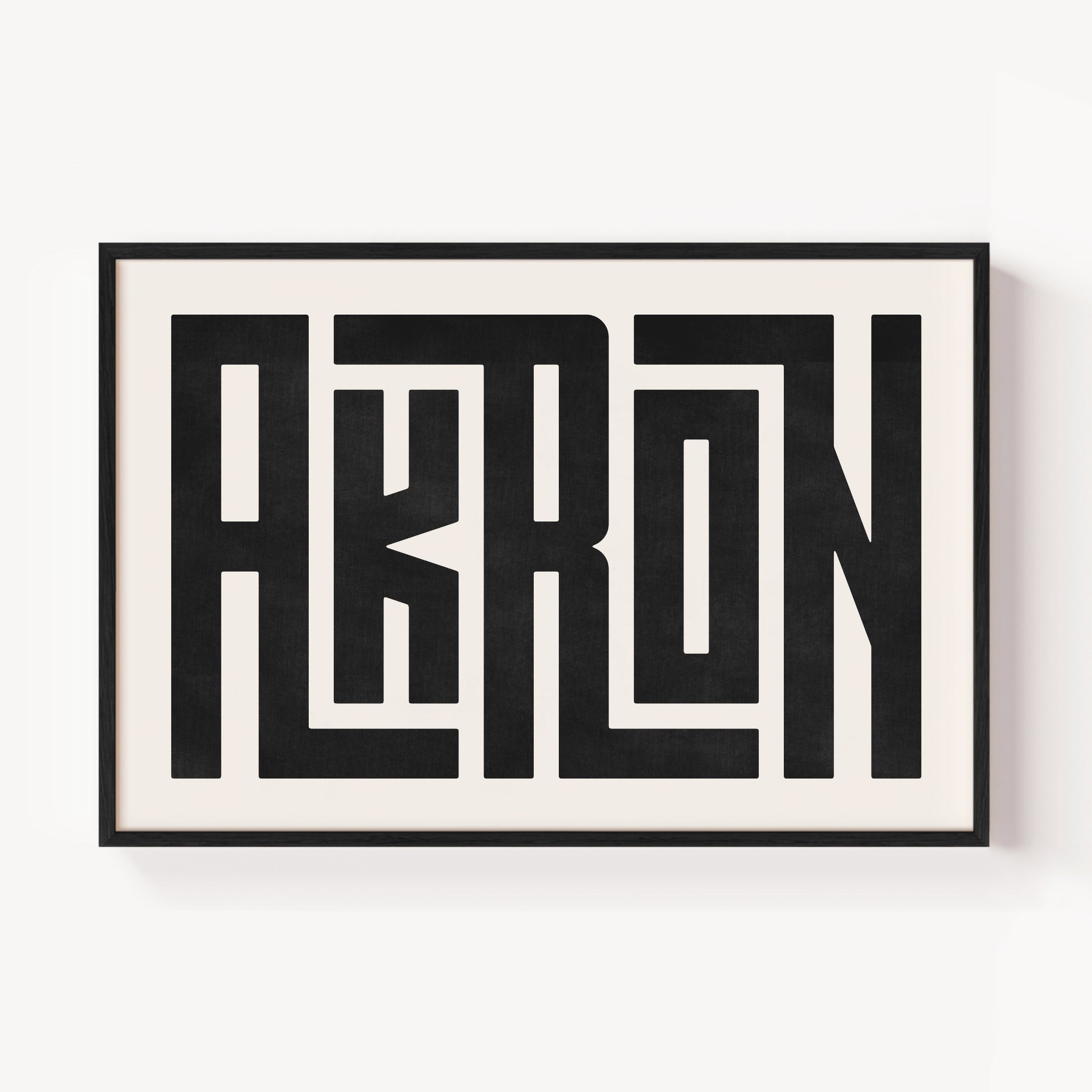 Modern Framed Akron Art - Black Typography Design on White Background