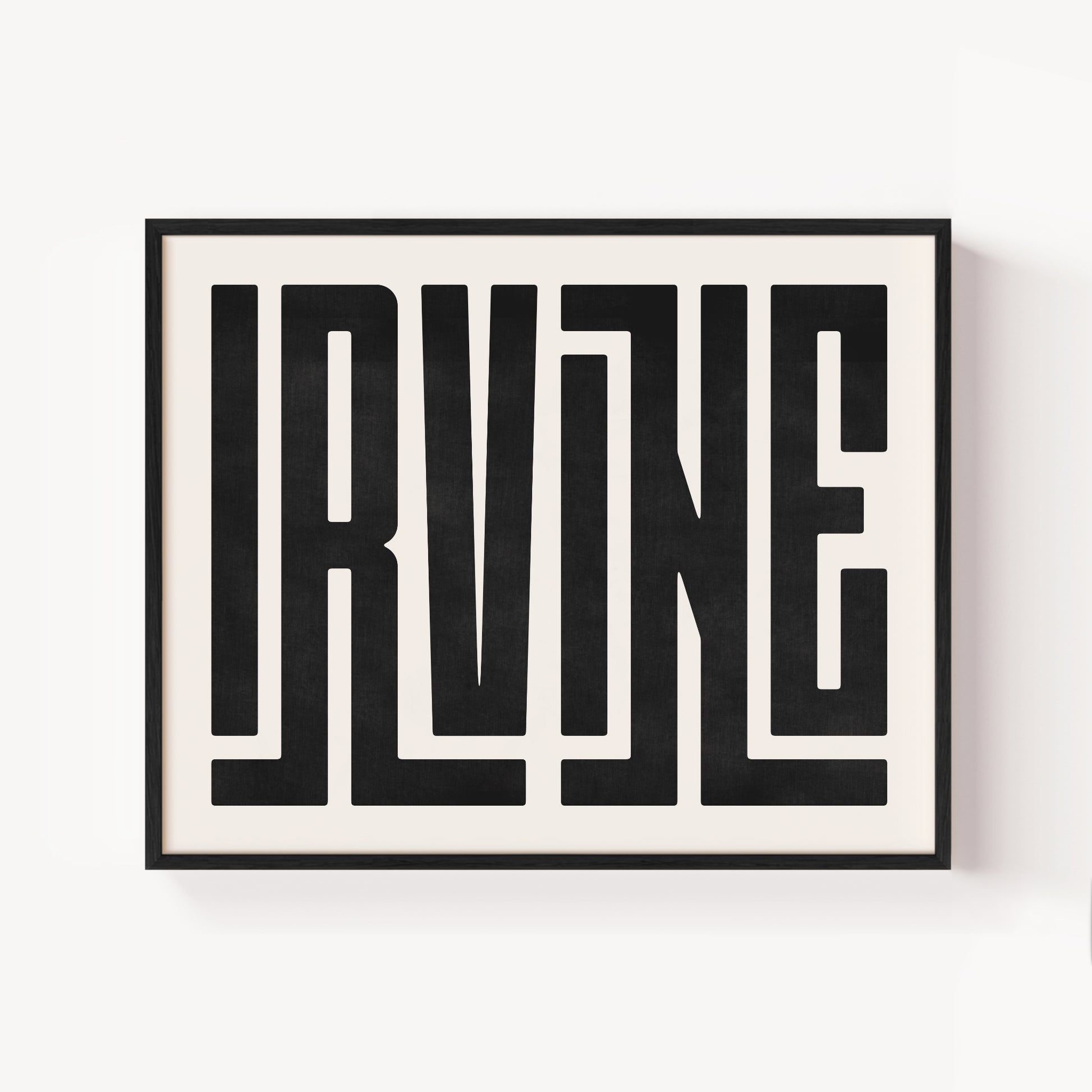 Modern Framed Irvine Art - Black Typography Design on White Background
