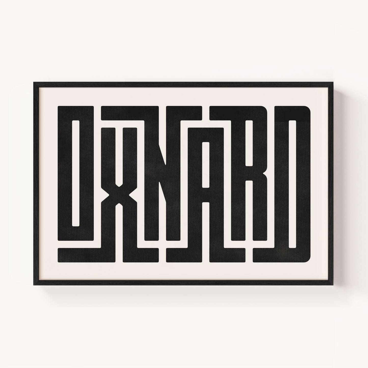 Modern Framed Oxnard Art - Black Typography Design on White Background