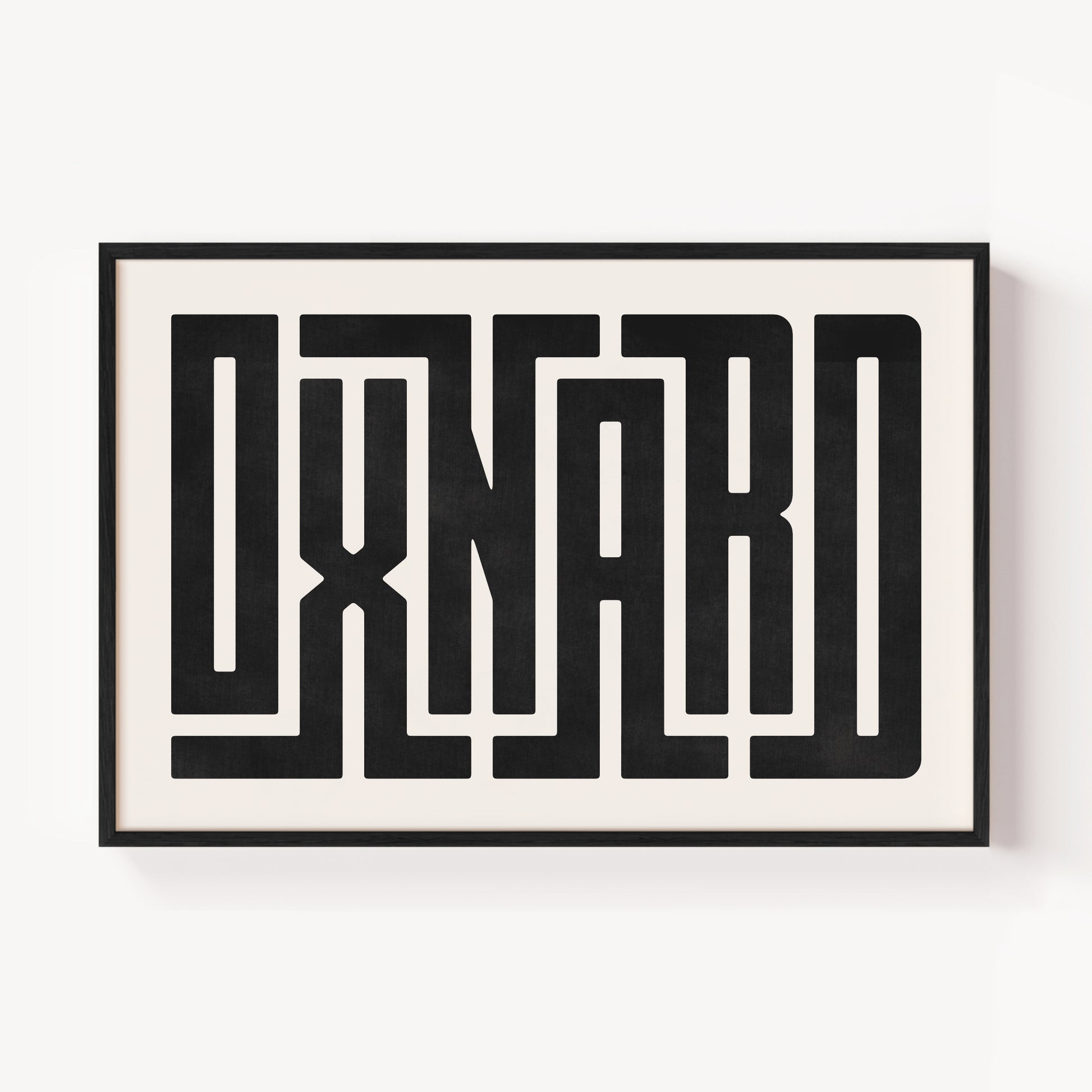 Modern Framed Oxnard Art - Black Typography Design on White Background