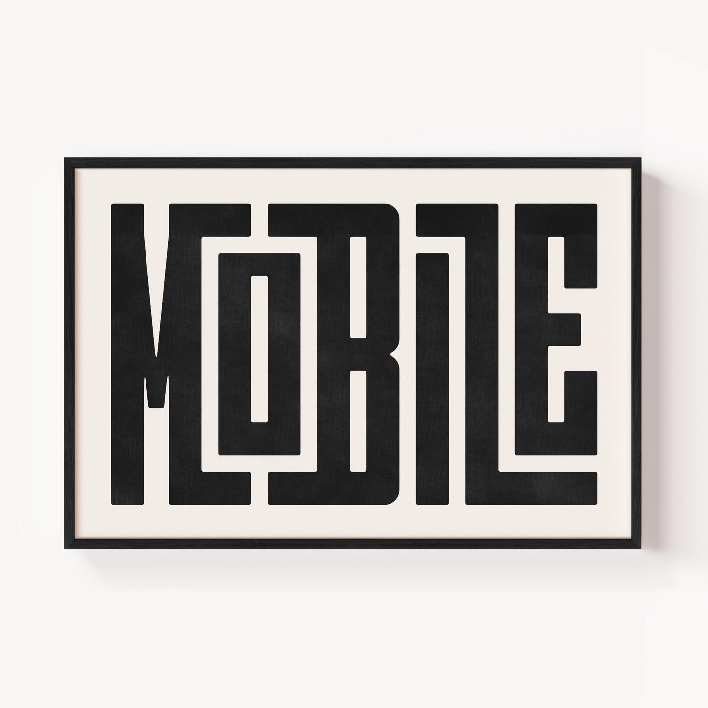 Modern Framed Mobile Art - Black Typography Design on White Background