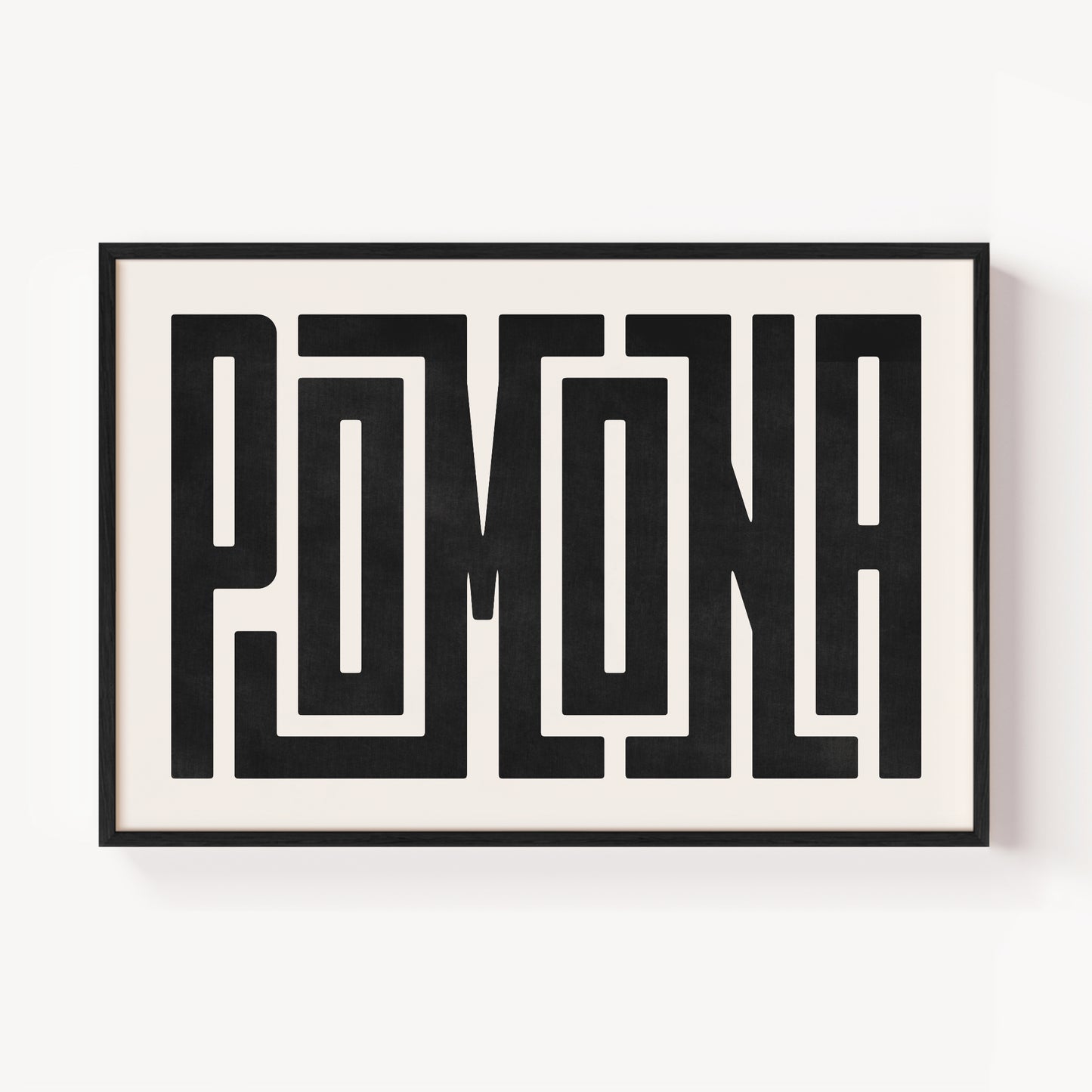 Modern Framed Pomona Art - Black Typography Design on White Background