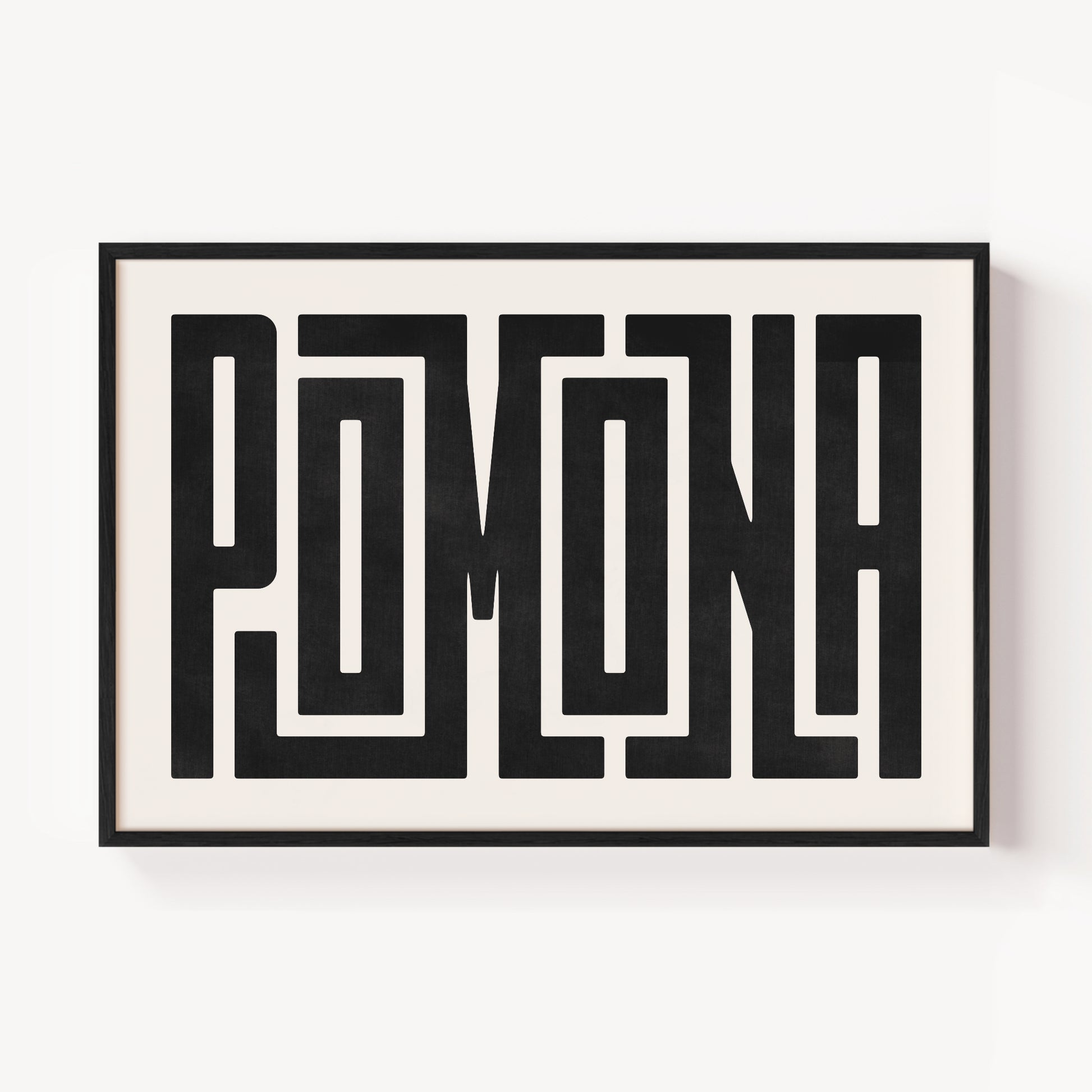 Modern Framed Pomona Art - Black Typography Design on White Background