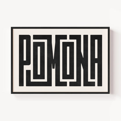 Modern Framed Pomona Art - Black Typography Design on White Background