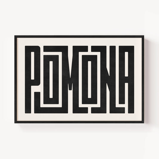 Modern Framed Pomona Art - Black Typography Design on White Background