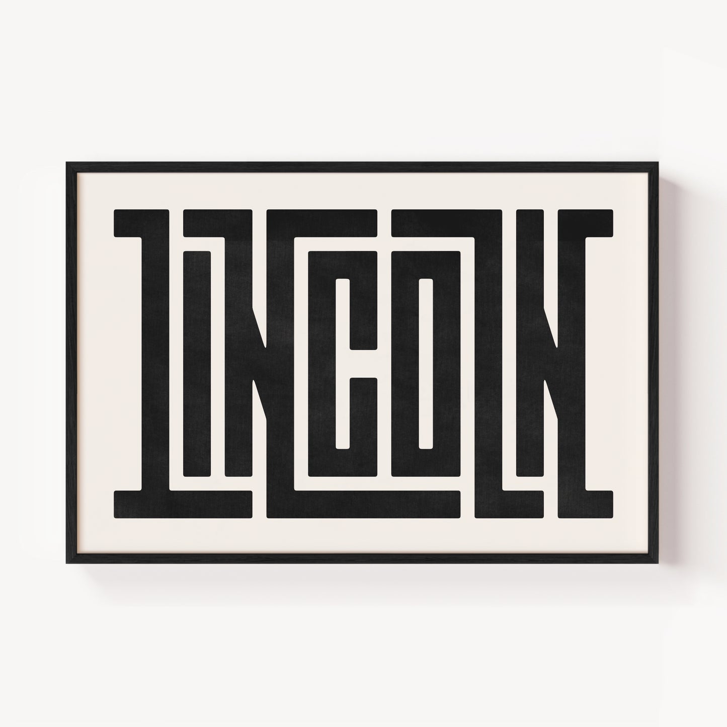 Modern Framed Lincoln Art - Black Typography Design on White Background