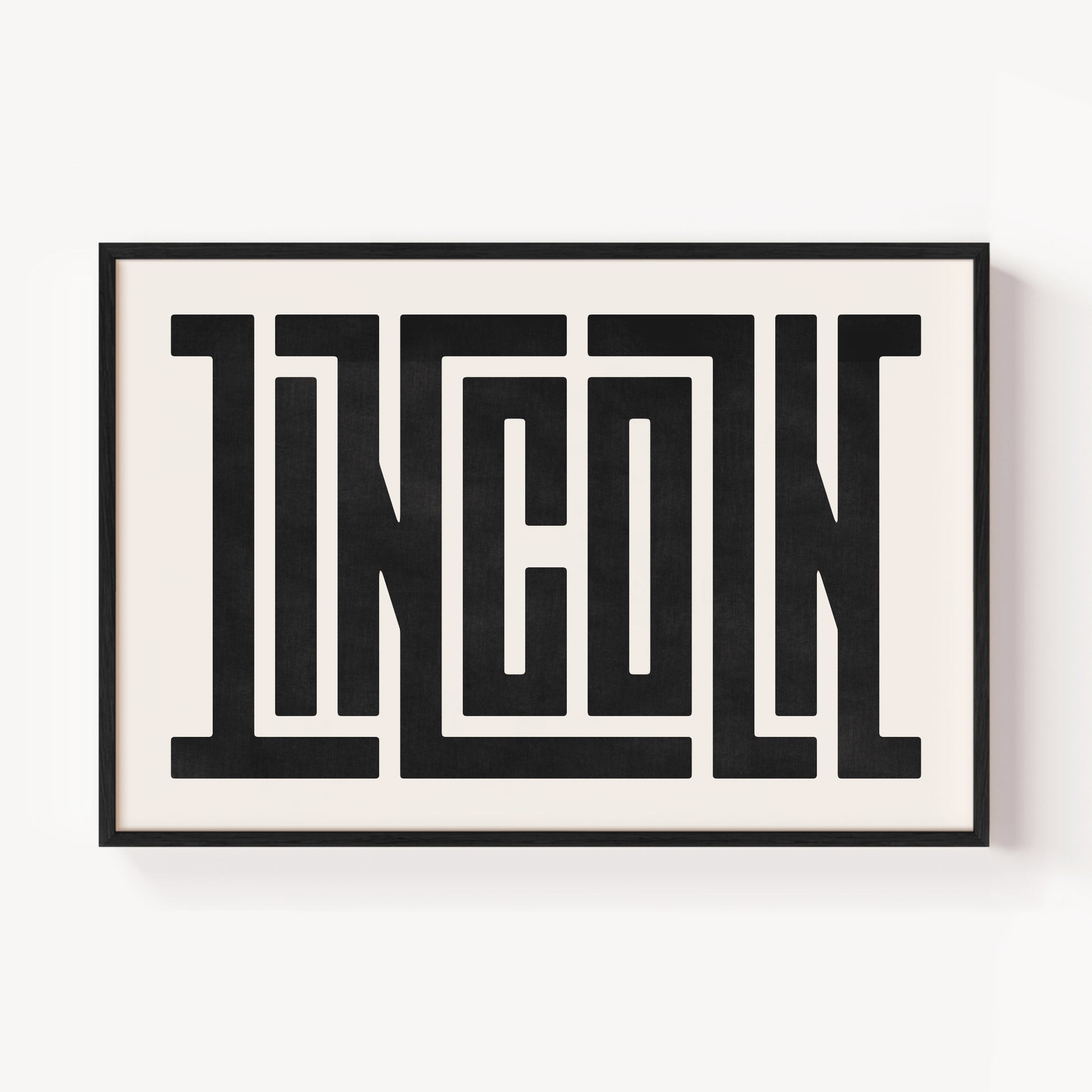 Modern Framed Lincoln Art - Black Typography Design on White Background