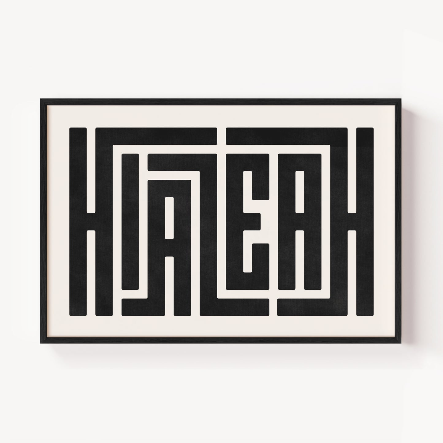 Modern Framed Hialeah Art - Black Typography Design on White Background