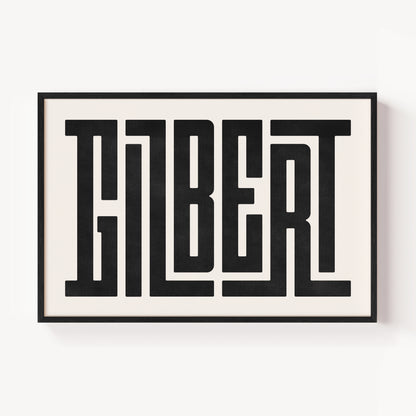 Modern Framed Gilbert Art - Black Typography Design on White Background