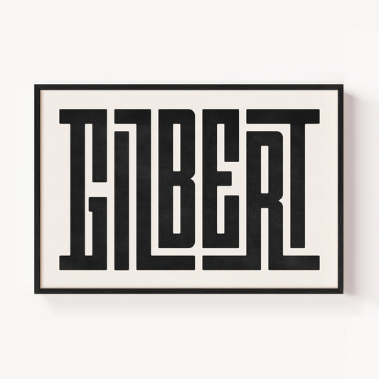 Modern Framed Gilbert Art - Black Typography Design on White Background