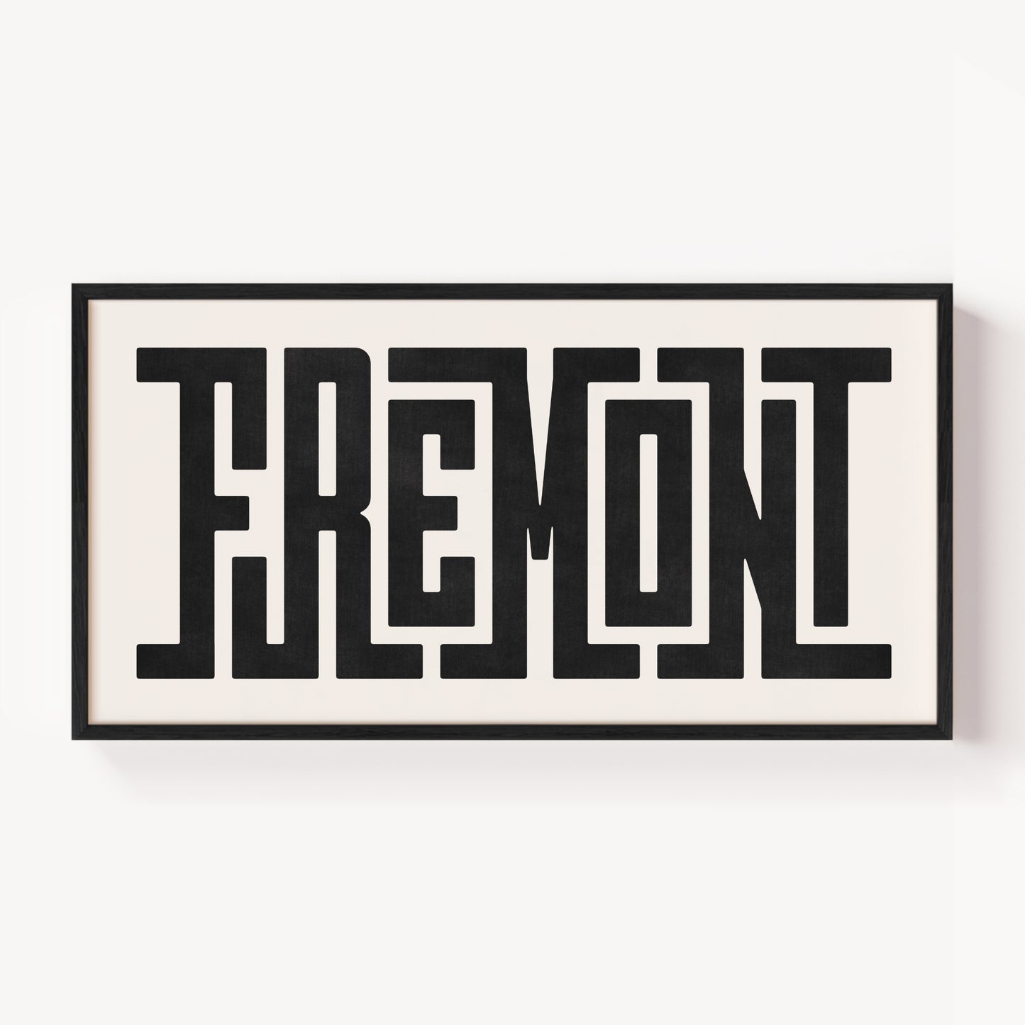 Modern Framed Fremont Art - Black Typography Design on White Background