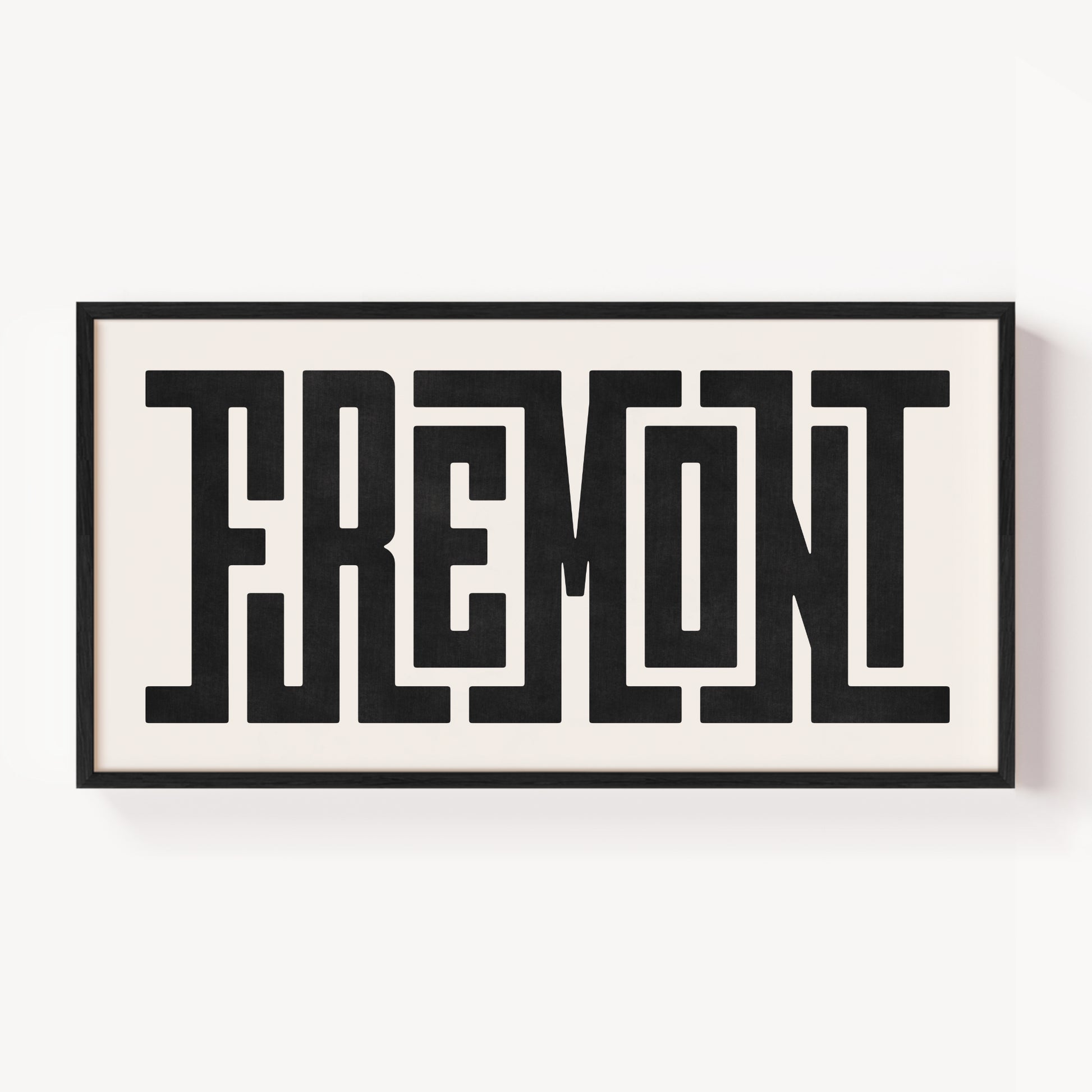Modern Framed Fremont Art - Black Typography Design on White Background