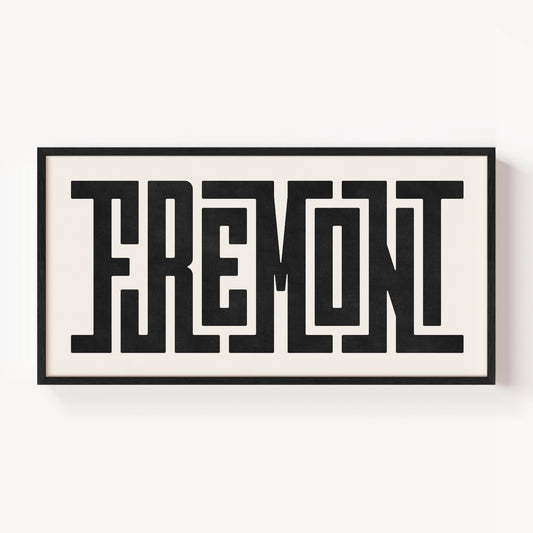 Modern Framed Fremont Art - Black Typography Design on White Background